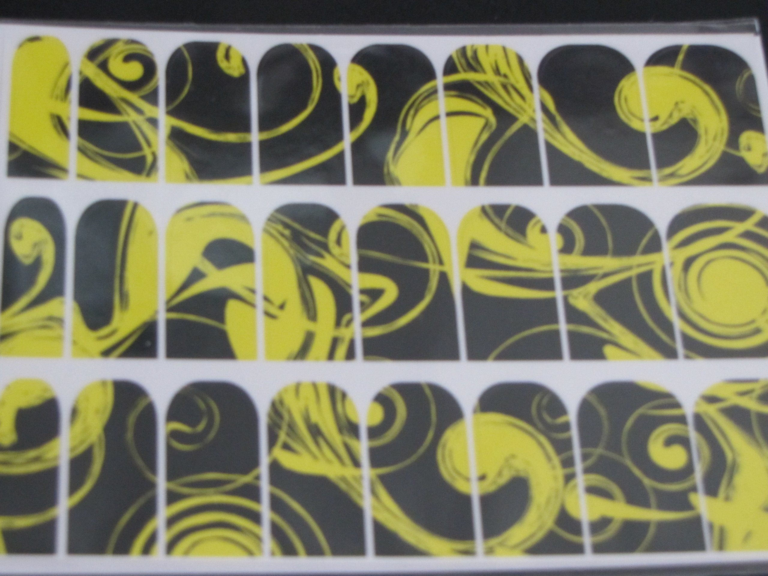 Skinz Nail Decals 24 Count Black and Yellow Swirl