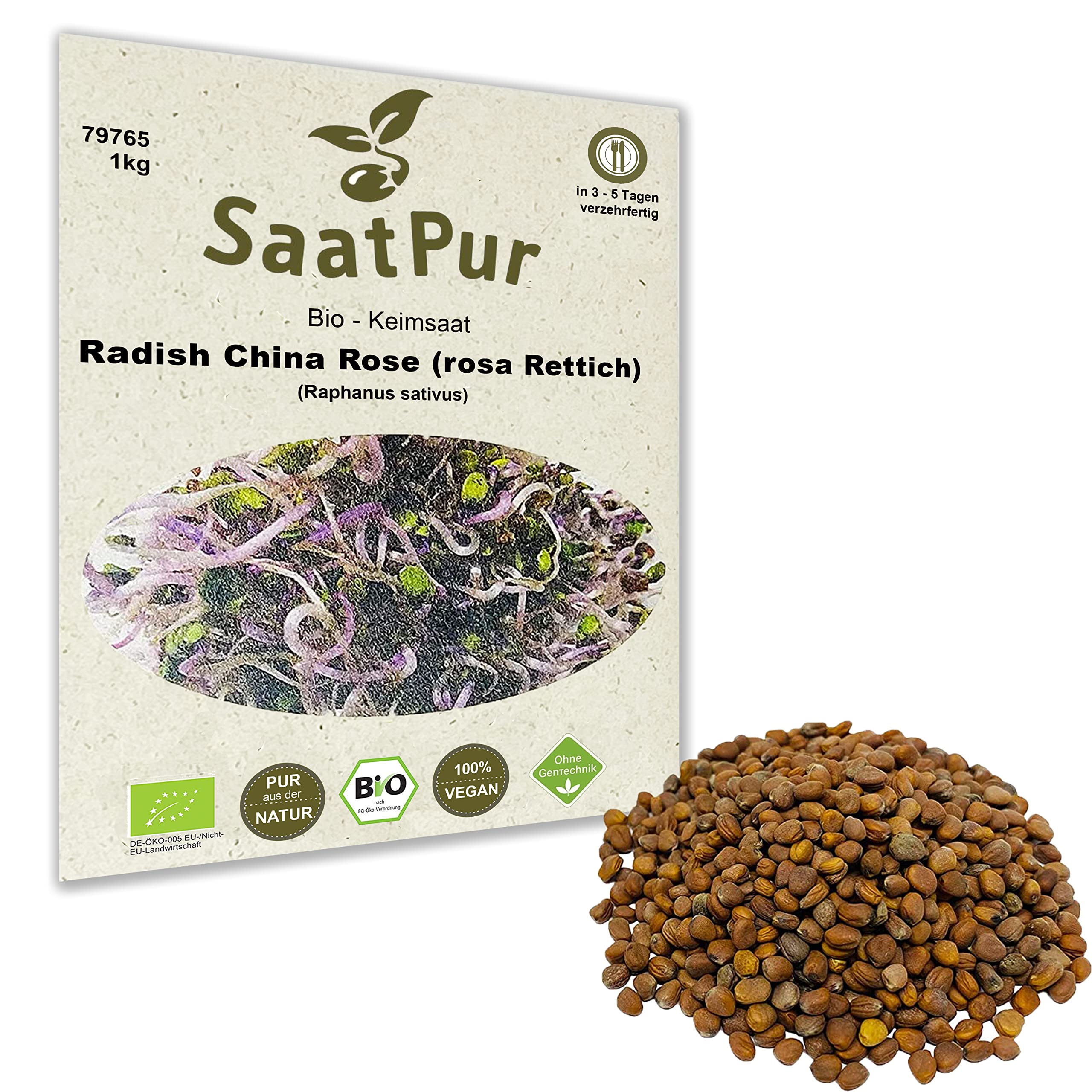 1 Kg BIO Keimsprossen Radies China Rose Keimsaat für die Sprossenanzucht Sprossen Microgreen Mikrogrün