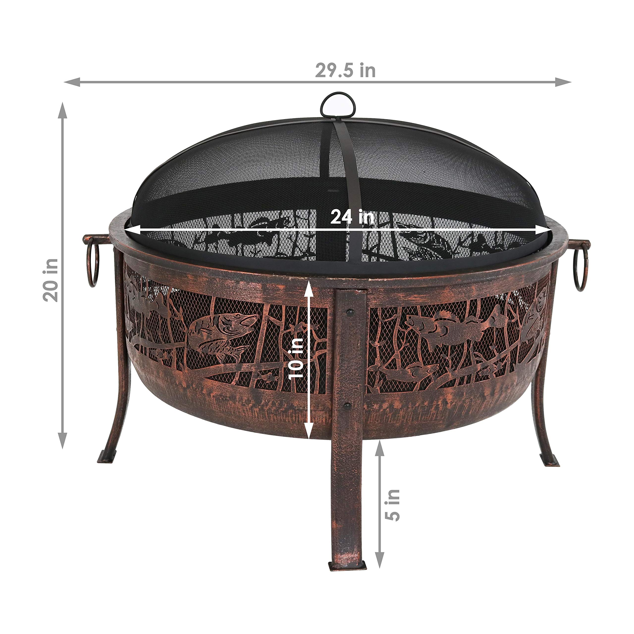 Amazon.com : Sunnydaze 30-Inch Fire Pit with Spark Screen, Water