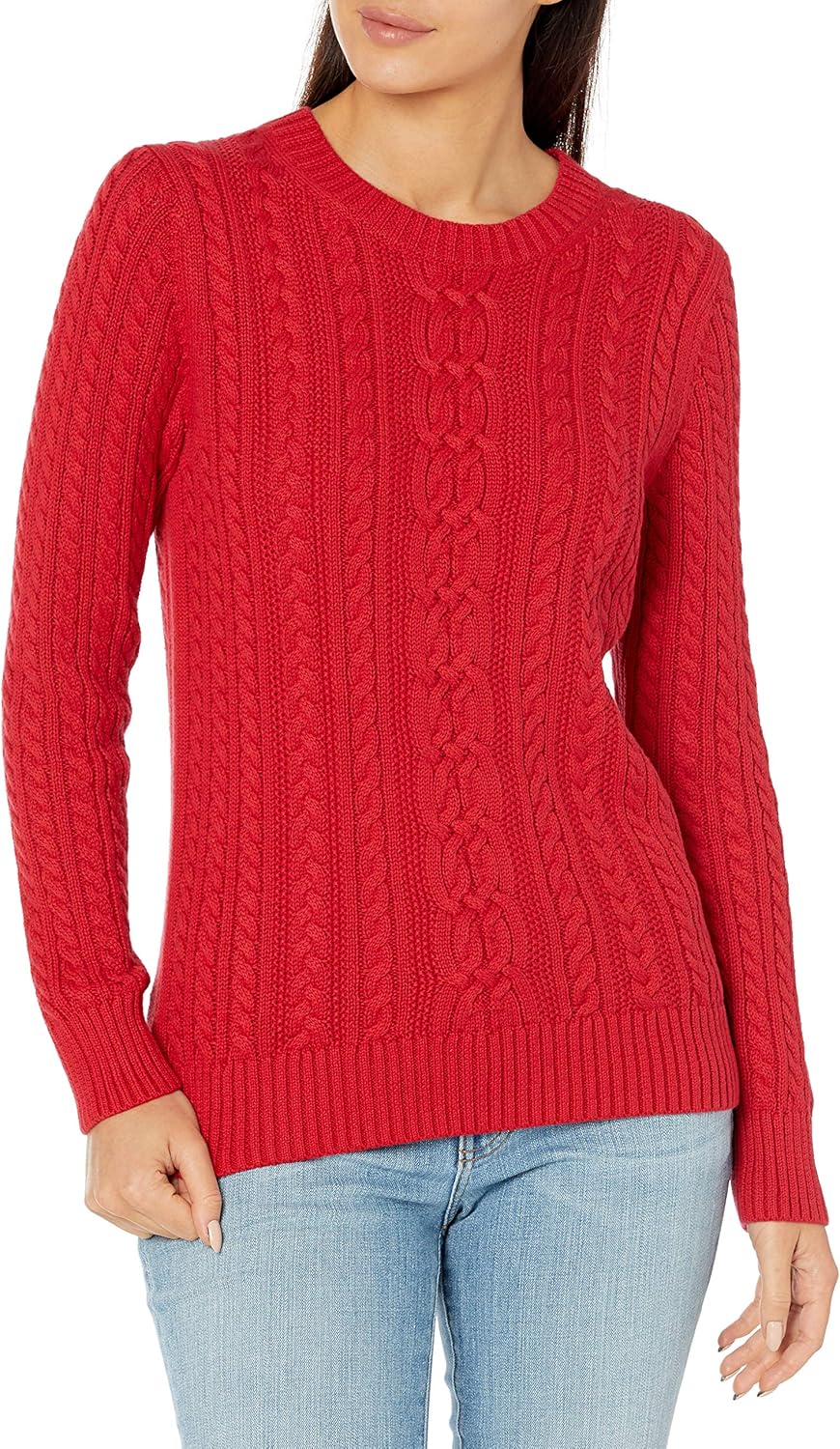 Amazon Essentials womens Fisherman Cable Crewneck Sweater