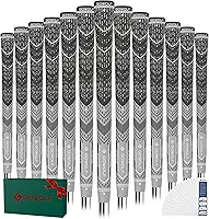 Gowolf Cabo De Borracha Para Tacos Golfe, Composto Múltiplo, Escolha 13 Grips Com 15 Fitas Ou Kit Completo, Um (Cinza, Tamanho Médio)