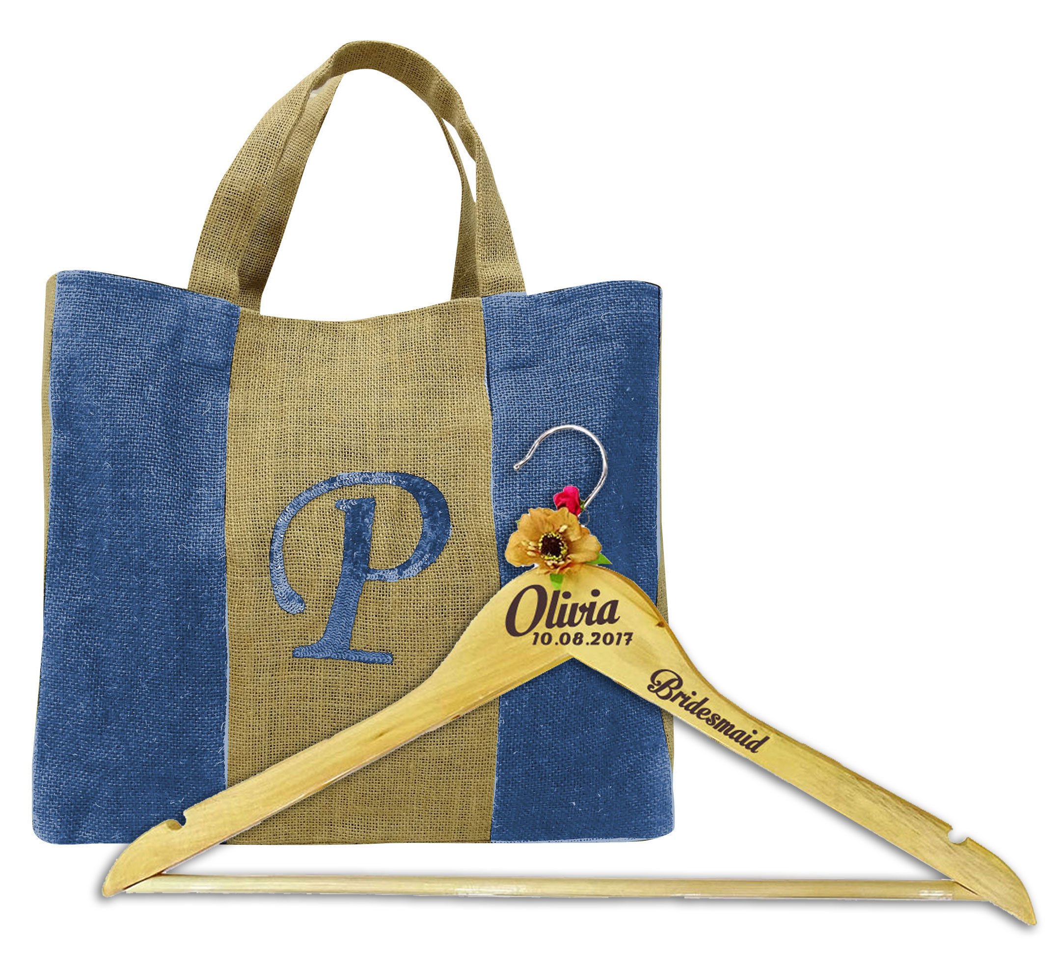 Darling Souvenir Personalizado Dama de Yute Bolsa Gracias Parte Favor Nupcial de la Bolsa de Regalo con la Costumbre Nombre Grabado Percha