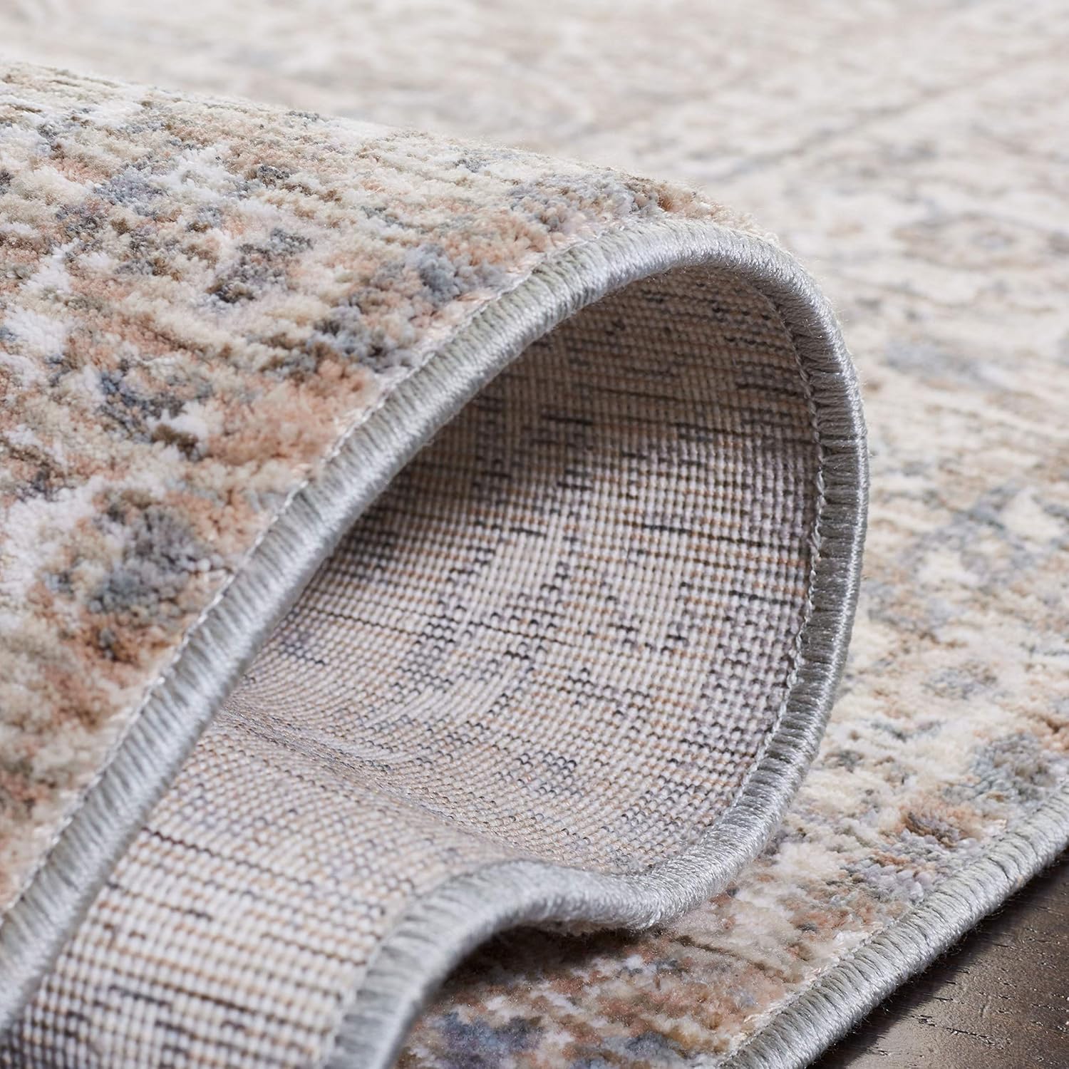SAFAVIEH Webster Collection Area Rug - 6'7" Square, Grey & Beige, Distressed Viscose Design, Ideal for High Traffic Areas in Living Room, Bedroom (WBS326G)