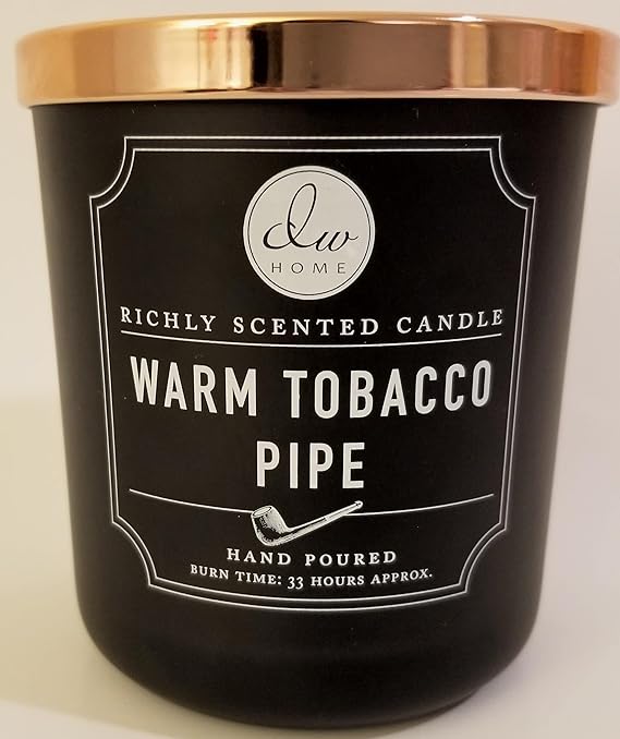 DW Home Medium Warm Tobacco Pipe Candle in Glass Jar With Copper Lid 9