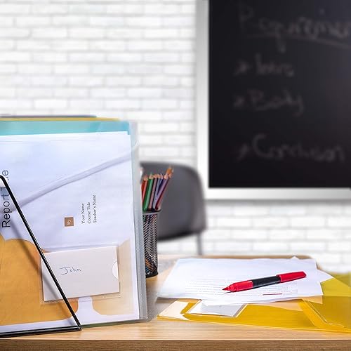 Miniatura 3 de Sobres de plástico, carpetas de archivos de polietileno, carpetas de documentos transparentes, tamaño de hoja A4 de EE. UU., cierre de botón a