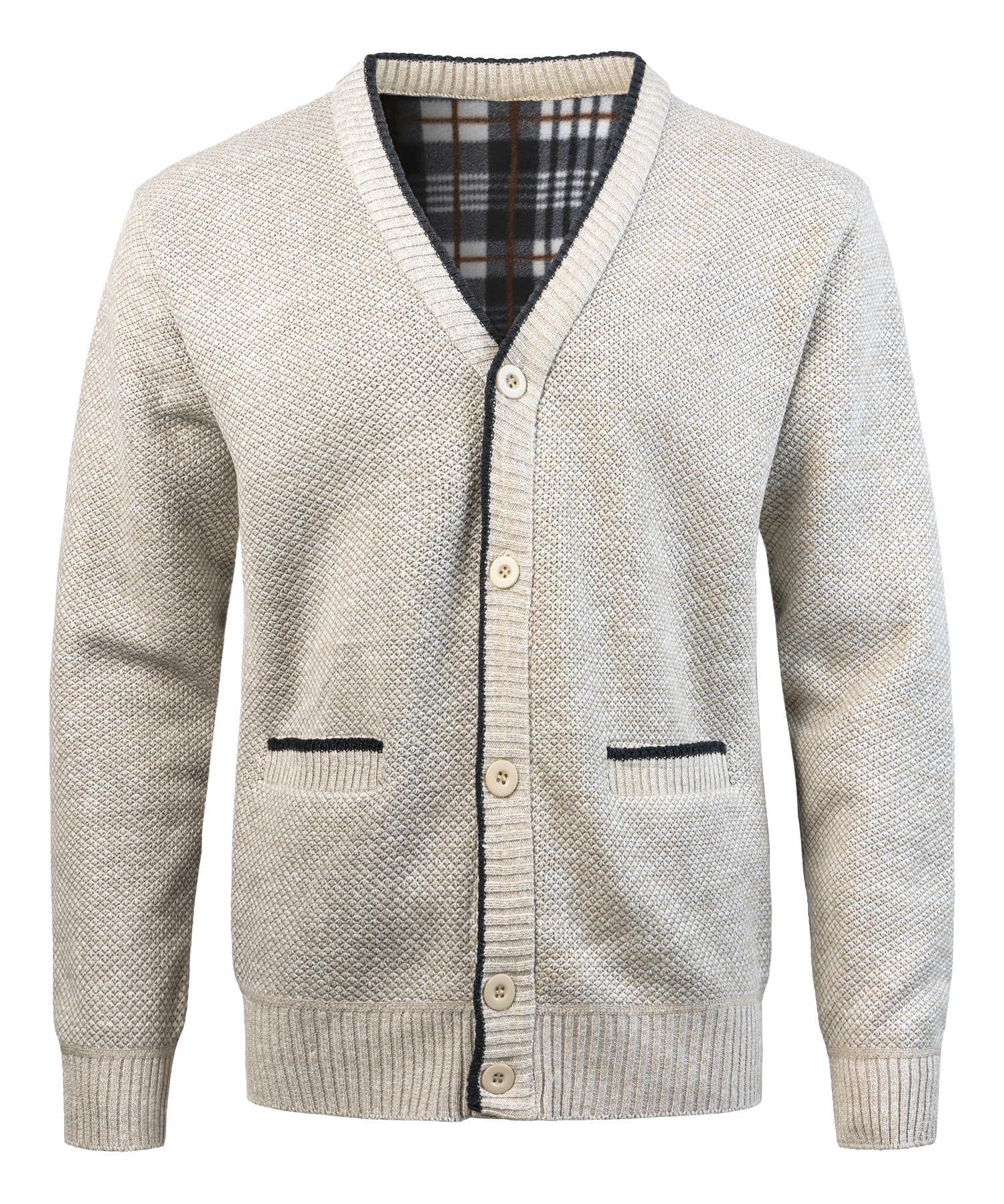 Homme Cardigan Veste en Maille Bouton Manches Longues Gilet Automne Hiver avec Poche Gilet Veste en Maille pour Homme avec Col en V