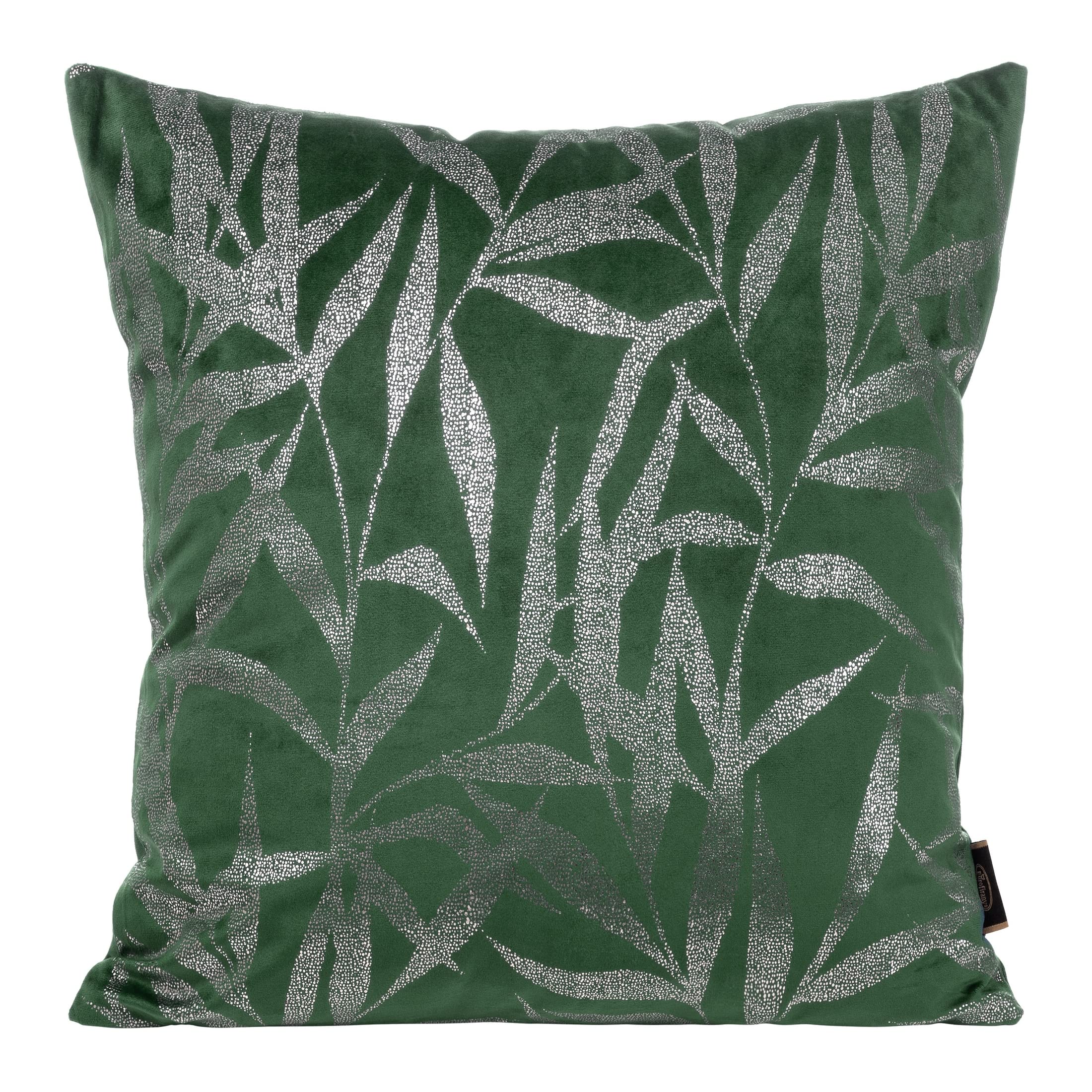 Eurofirany Elegante federa per cuscino in velluto con stampa, 45 x 45 cm, morbida federa per cuscino da divano, motivo a ventaglio, colore: menta scuro