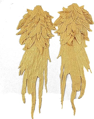 Miniatura 24 de Heyiwell 1 par de apliques de encaje de alas de ángel para coser para bodas, ropa de vestir, jeans, accesorio de bricolaje, caramelo grande