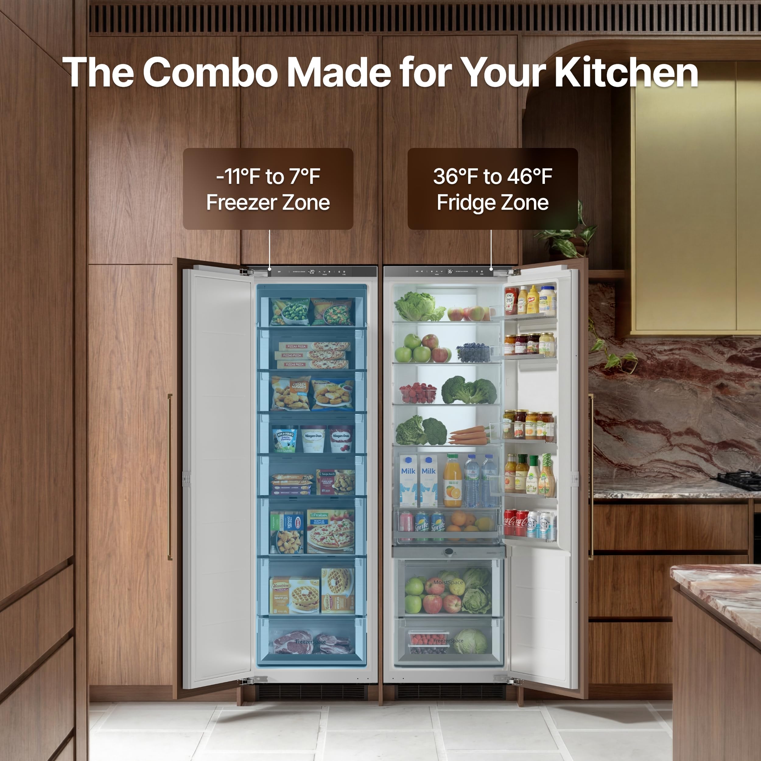 Ca'Lefort 44'' Panel Ready Refrigerator Bundle, Built-In Panel-Ready Fridge With Freezer Perfect For Kitchens 11°F-46°F Precise Freeze Control With Reversible Door (Panel Not Included) on Fridge.com - View 4