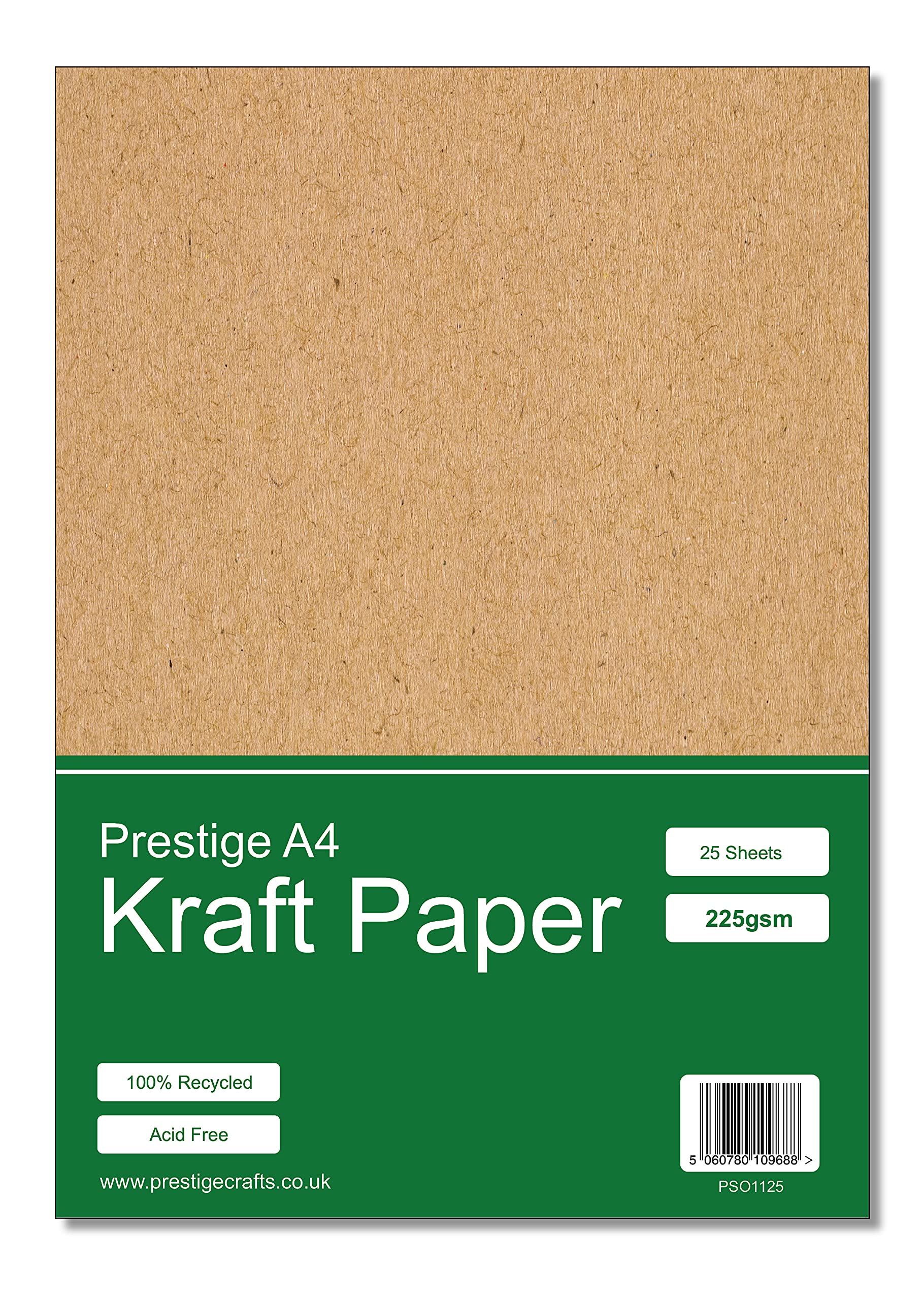 Prestige Sales Online Kraft Card A4 Recycled 225gsm 25 Sheets, brown