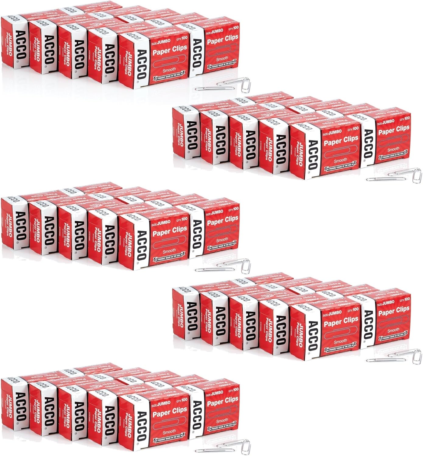 ACCO Paper Clips, Jumbo, Smooth, Economy, 1 Case, 50 Boxes/Case, 100/Box (A7072580CS)