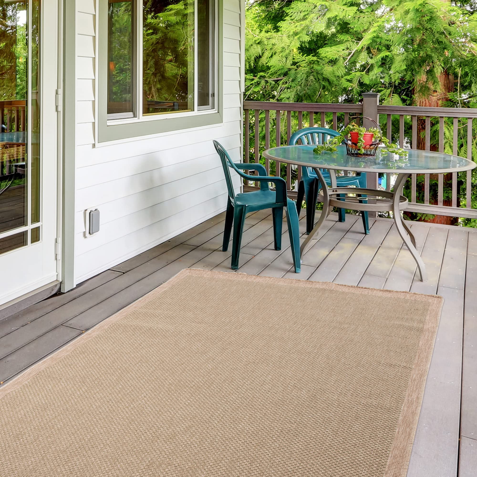 THE RUGS Nature Collection Outdoor Rug, Indoor/Outdoor Tona Border Area Rug for Patio Deck, Garden, Kitchen - Image 4