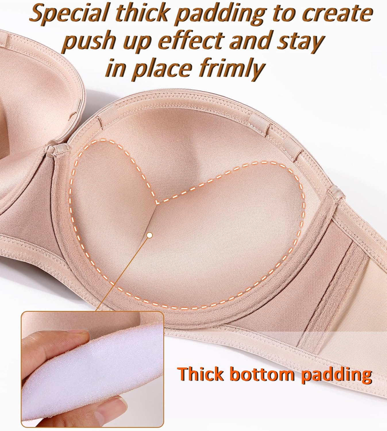 DotVol Women's Multiway Push Up Convertible Underwire Strapless Bra Thick Padded Everyday Bra - Image 6