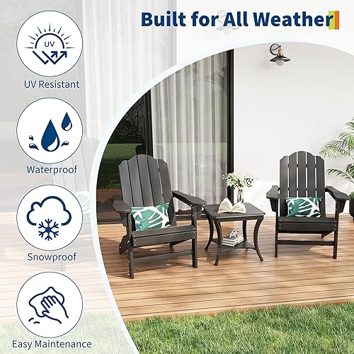 Miniatura 4 de PeakPursuit HDPE Adirondack Chair Set of 2 for Patio, Wood Texture Lawn Chair, Outdoor Patio Furniture for Garden Backyard Deck