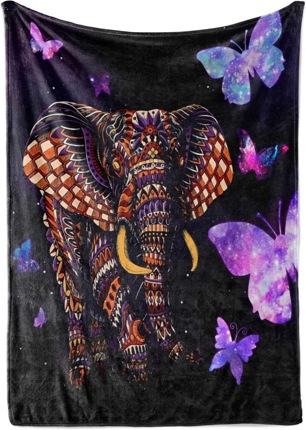 Personalized Blanket for Girls | Custom Elephant Fleece Throw | Pink Butterfly Kids Throw | Baby Girl Blanket for Room Décor | Girls Room | Kids Blanket (Fleece – 30x40)