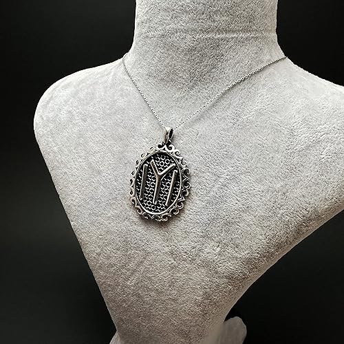 Miniatura 4 de Joyería turca ovalada Kayi Iyi Ertugrul Motif 925K plata esterlina colgante unisex coche colgante, Plata esterlina