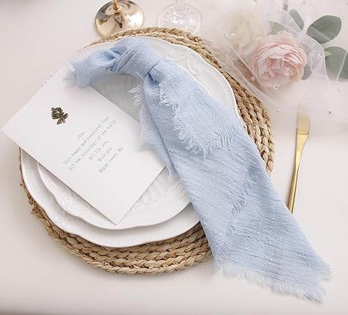 Miniatura 3 de Juego de 12 servilletas de tela de otoño con flecos, 100% algodón suave, gasa lavable, servilletas de Pascua para bodas, cenas, (16 x 16 pulgadas),