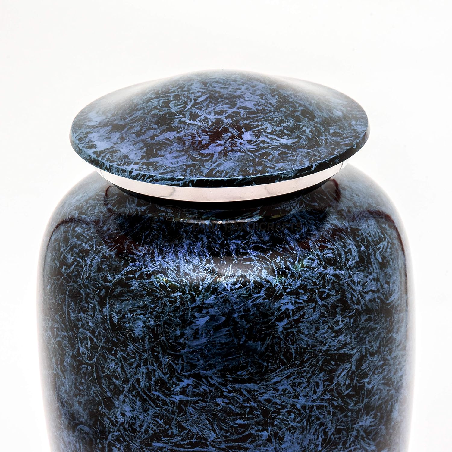 Aluminium Cremation Urn for Human Ashes - Adult Funeral Urn Handcrafted - Affordable Urn for Ashes - Bag Included (6.5" x 6.5" x 10.5" - 200 lbs or 90 kg, Forest Blue)