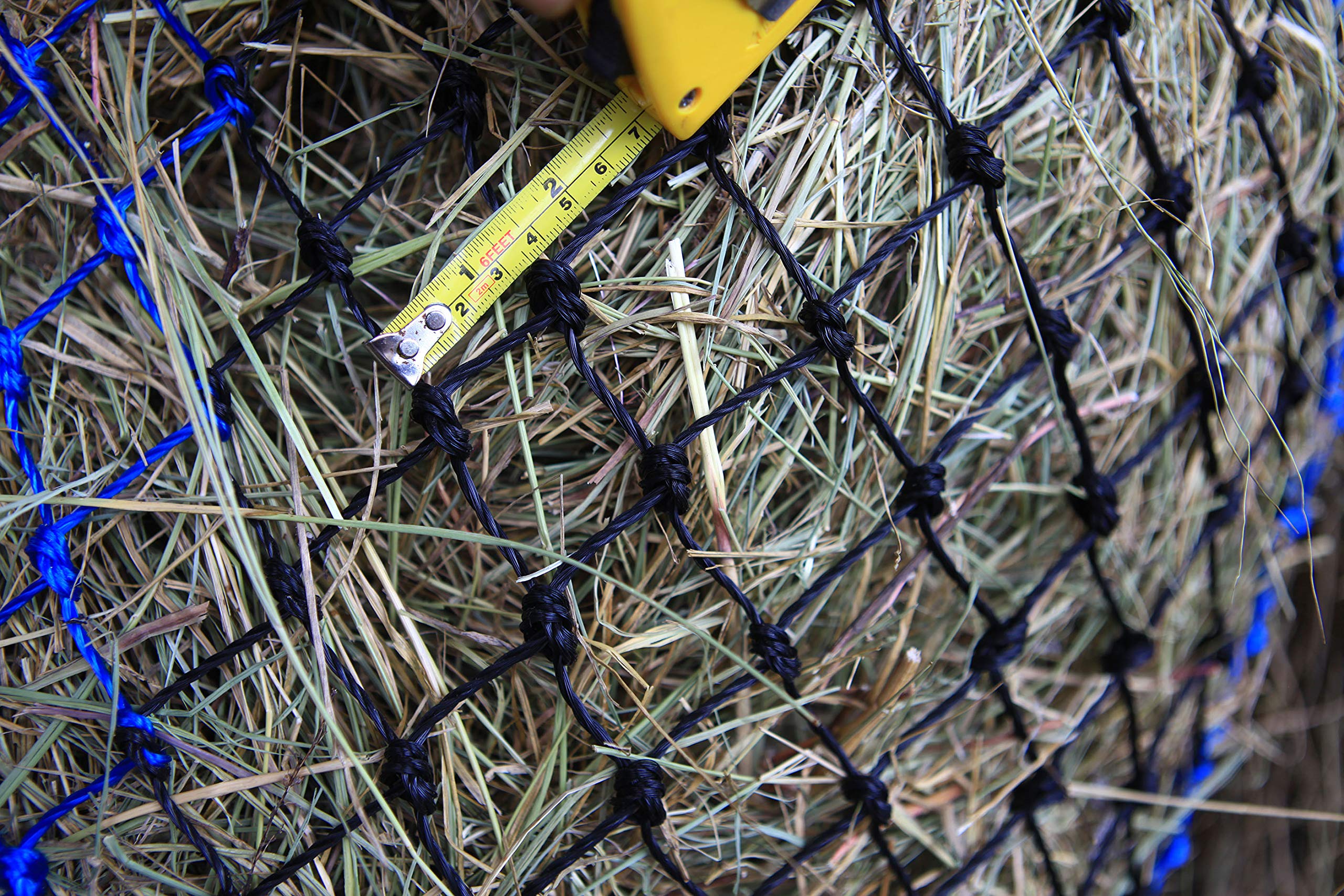 T TEKE Deluxe Slow Hay Feeder Nets, 1-3/4" Feeding Holes, Horse Supplies Bags for Horses Goats, Black/Blue, Small - Image 4