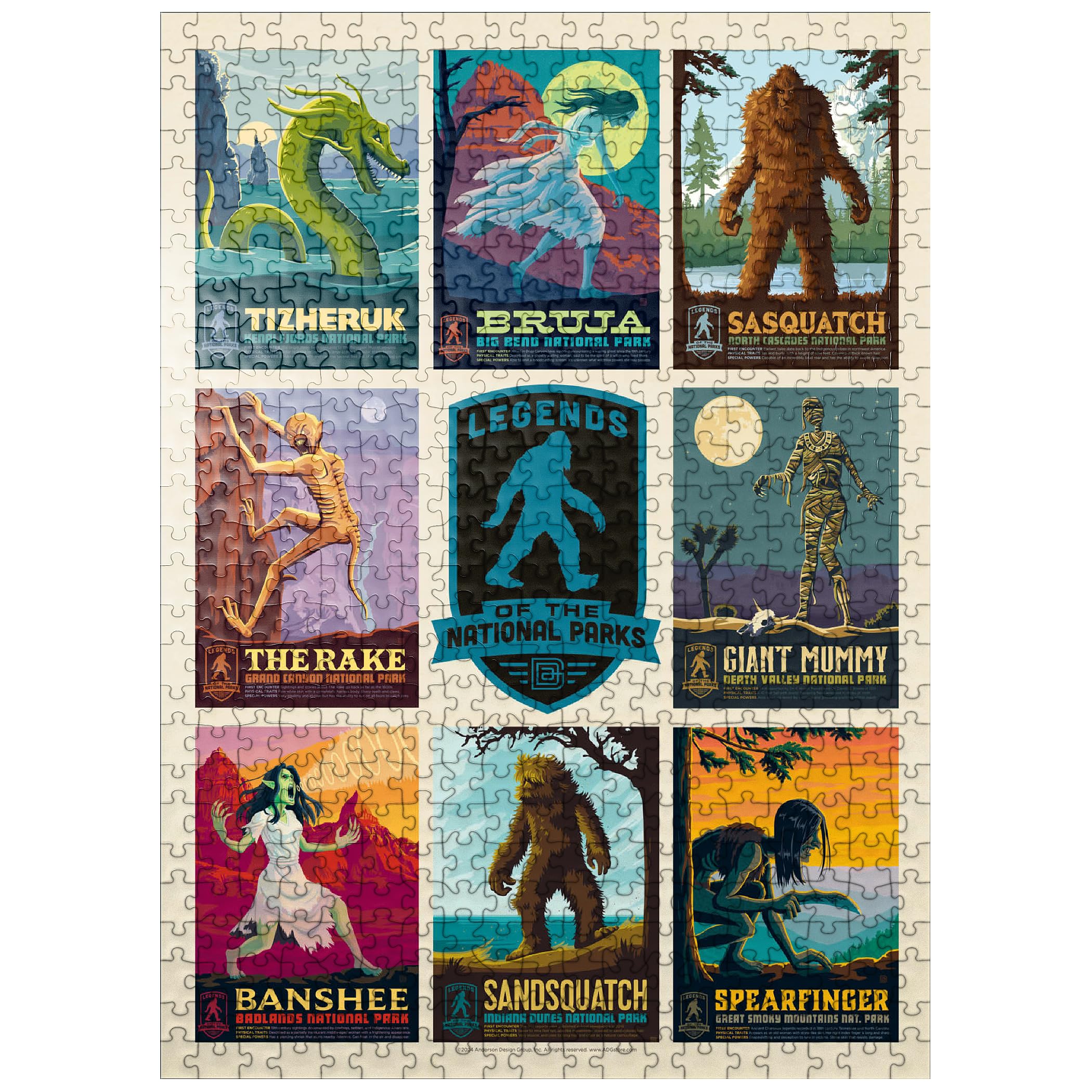 MyPuzzle Legends of The National Parks: Multi-Image Print - Edition 4, Vintage Poster - Premium 500 Piece Jigsaw Puzzle for Adults