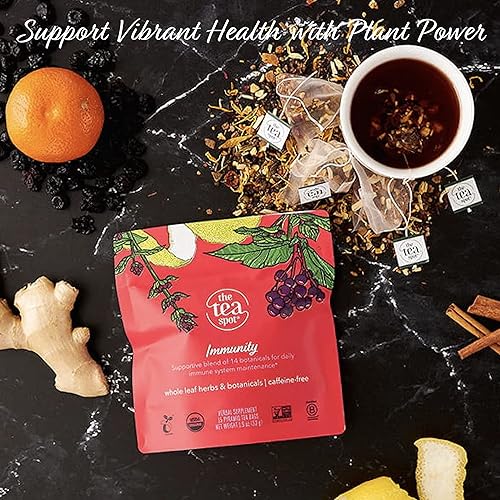 Miniatura 3 de The Tea Spot Té orgánico de inmunidad con vitamina C natural para apoyo inmunológico y dolor de garganta  Mezcla de adaptógenos, saúco, cáscara de