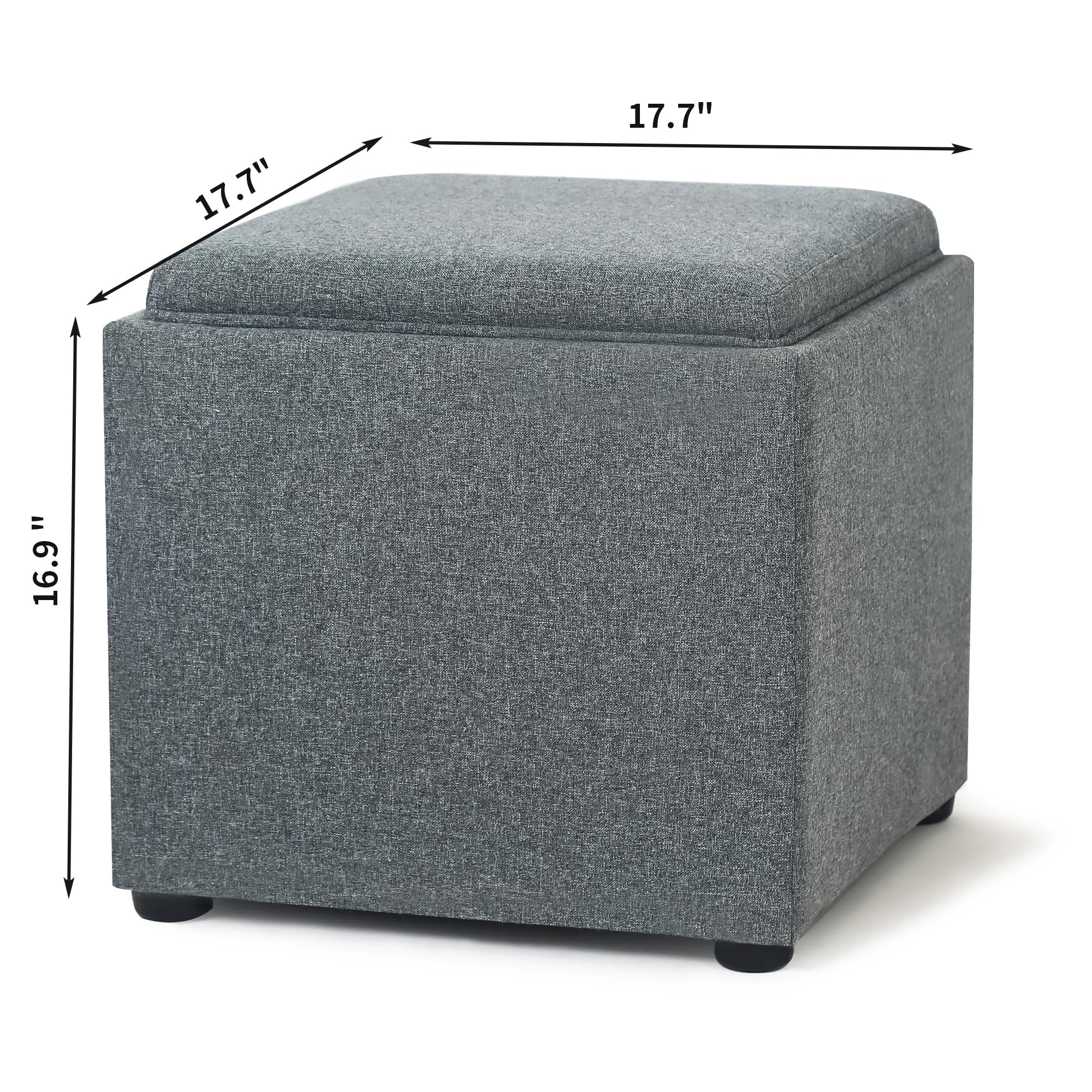 Amazon.com: Joveco Storage Square Ottoman with Tray, Small Linen