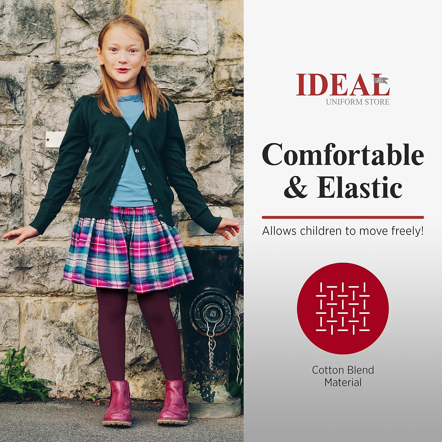 Ideal School Uniform Tights For Girls- Opaque Footed Tights- Nylon Stockings In Many Sizes & Colors For Kids And Toddlers