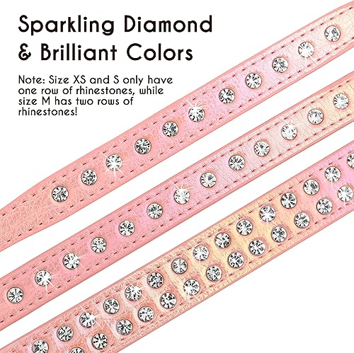 Miniatura 8 de Beirui Collar de perro con diamantes de imitación brillantes para perros pequeños y medianos y gatos, bonito collar de piel sintética con cristales