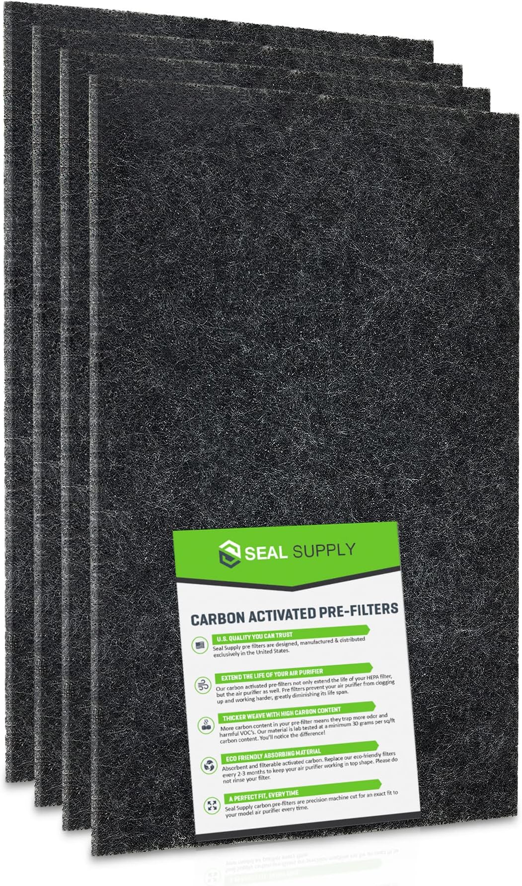 Seal Supply4 Pack of Idylis C Carbon Activated Pre Filters Machine Precut Compatible with Idylis Purifier Model IAP-10-200