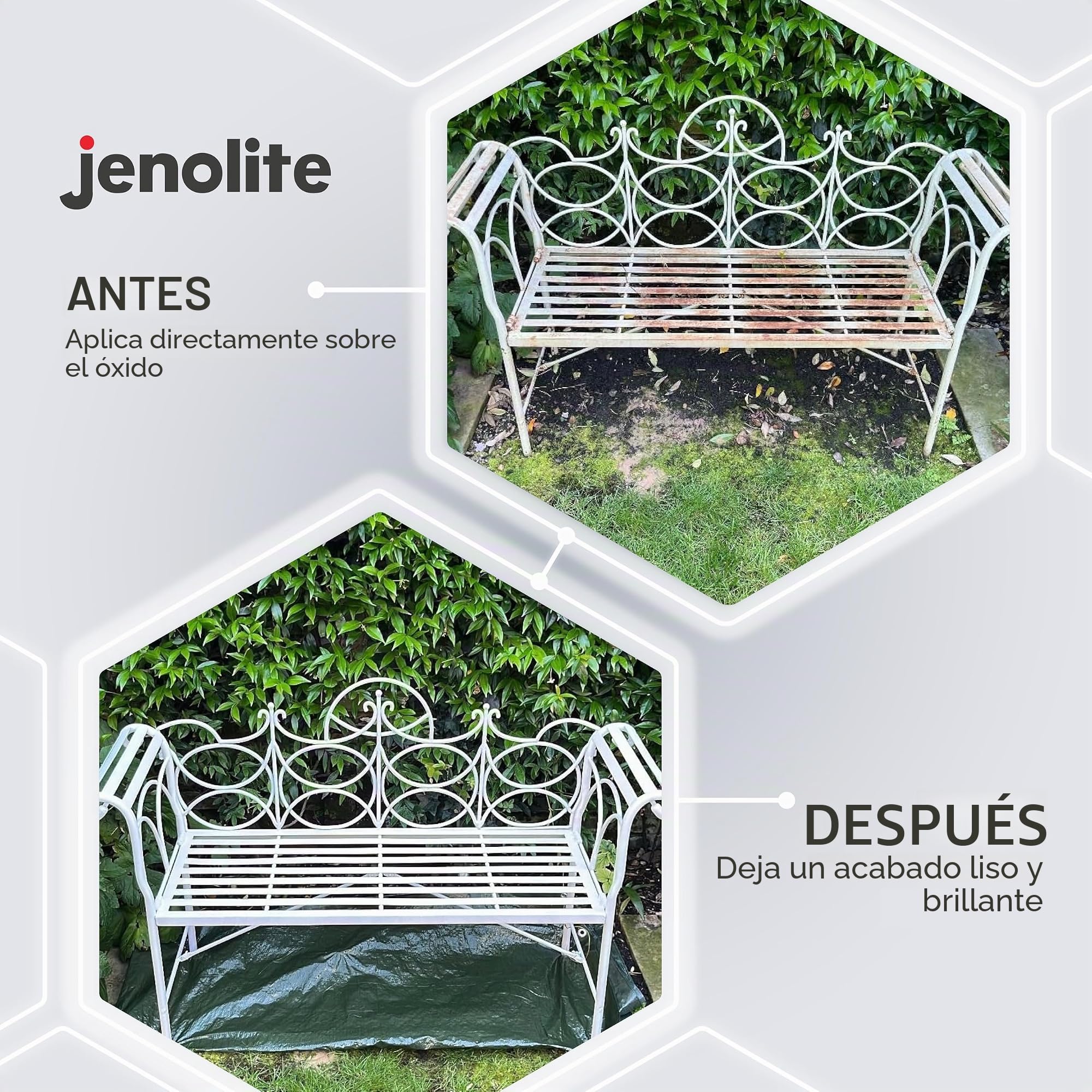 JENOLITE Directorust Pintura en aerosol brillante | BLANCO | 3x400ml | Pintura en aerosol de óxido directo para metal | Múltiples superficies: madera, metal, plástico | RAL1016