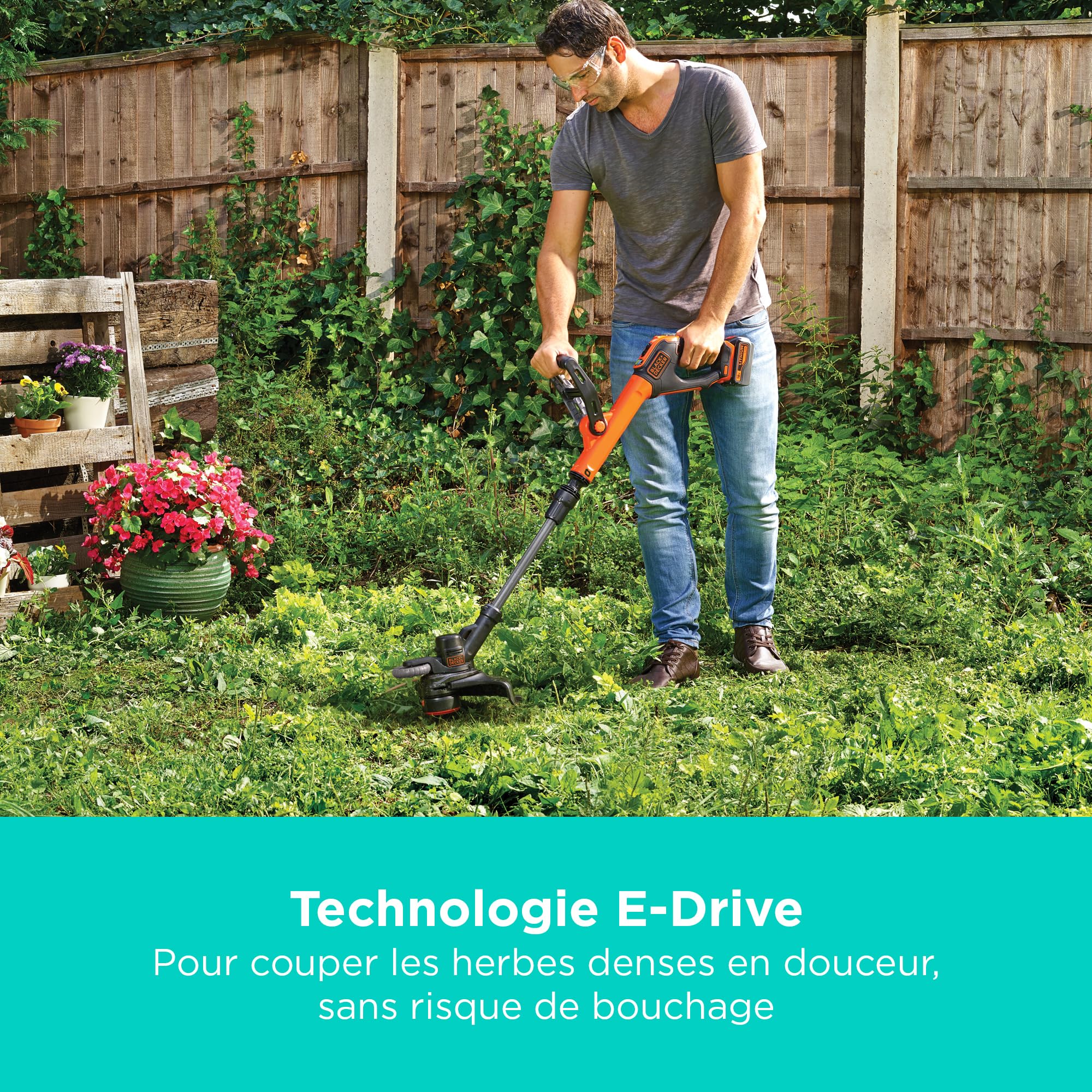 BLACK+DECKER POWERCONNECT Débroussailleuse, Coupe-Herbe sans Fil de 30 cm, STC1840EPC-QW