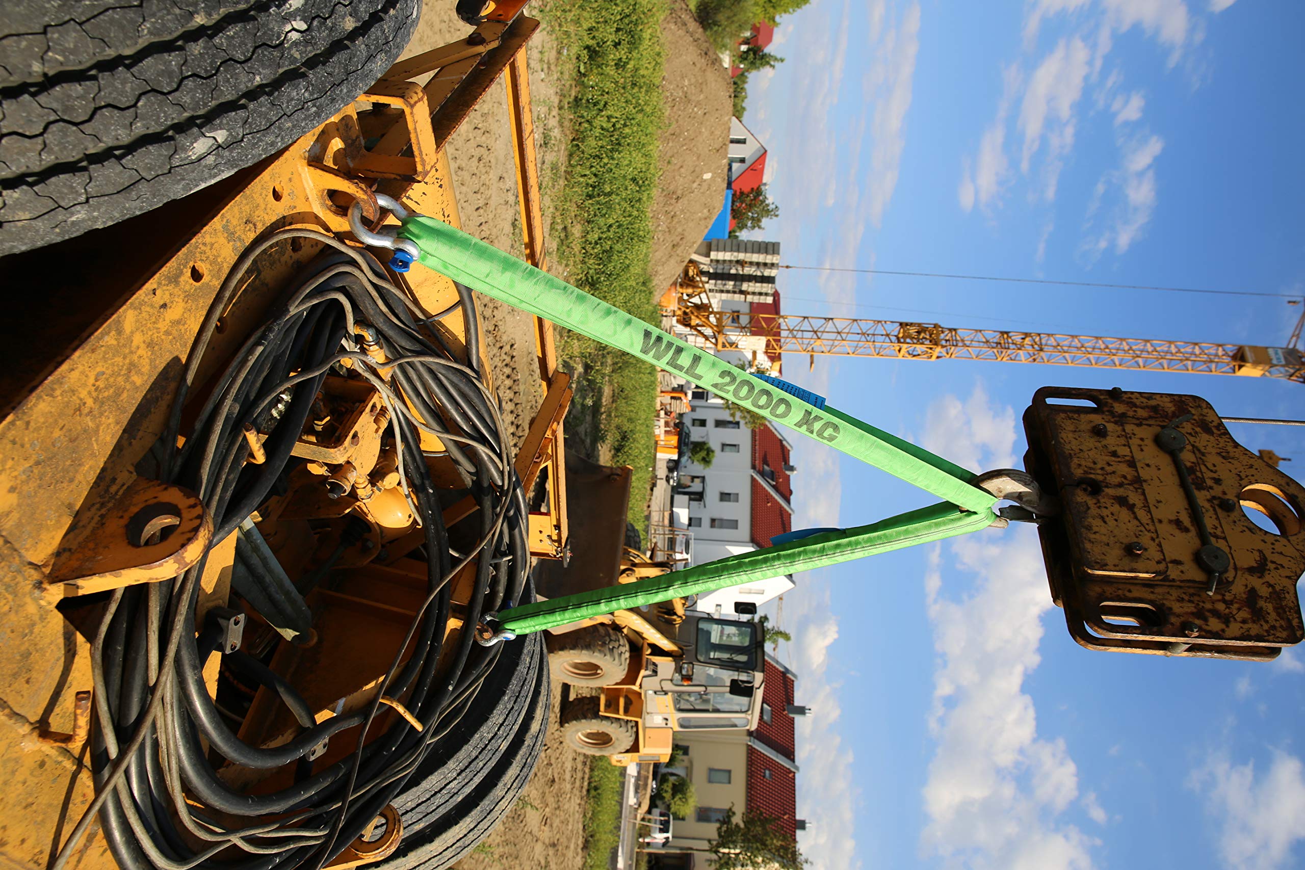 Connex Hebebänder, 2 m x 60 mm, TÜV/GS geprüft, Polyester B34442 & Braun 20041RS Rundschlinge 2000 kg Tragkraft, 4 m Umfang, endlos mit Polyesterkern, grün