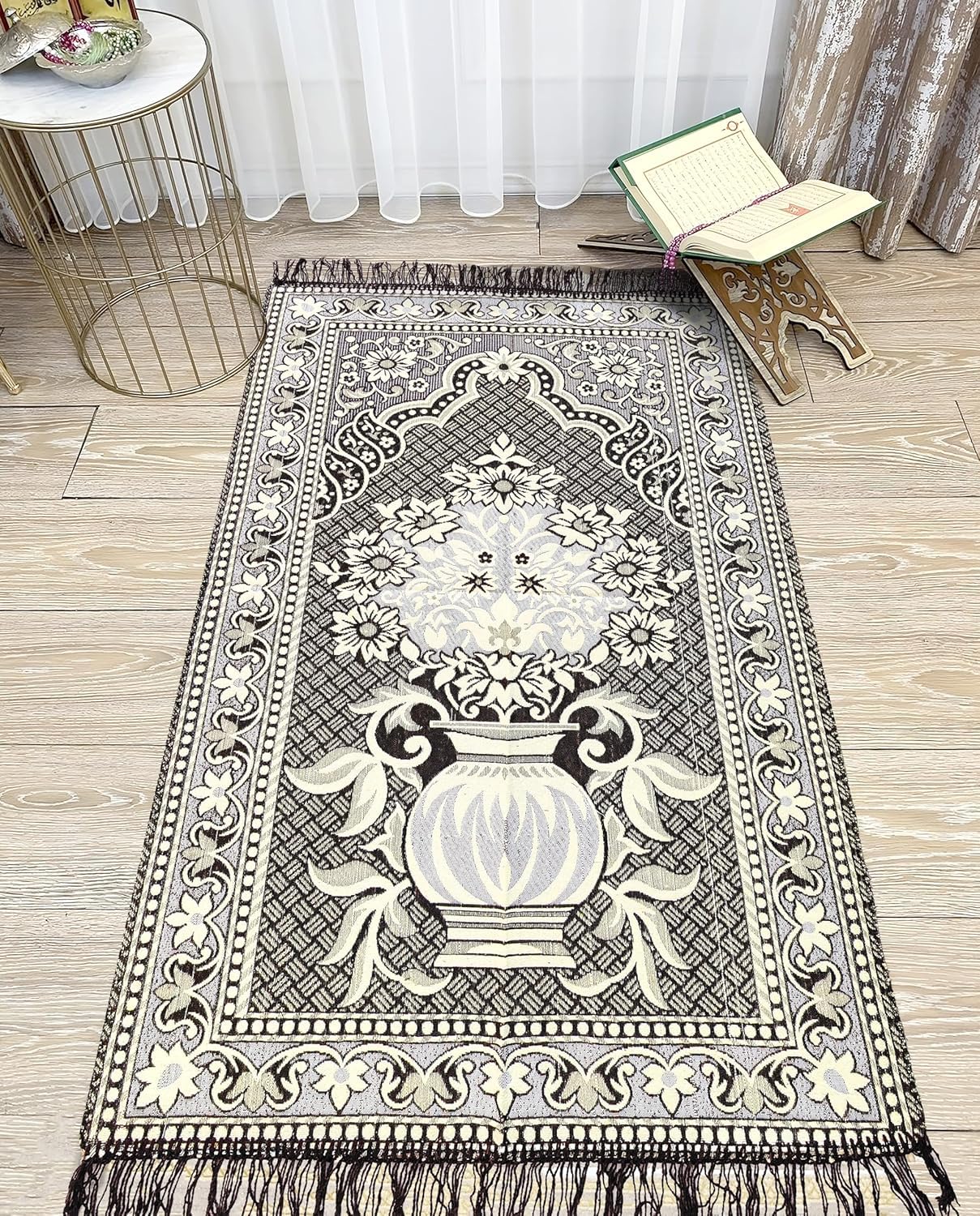 KETOSTICS Cotton Musallah Janamaz Mat 4 x 2 Feet - Islamic Prayer Mat for Muslims - Soft Meditation/Asan/Multipurpose Rug Travel Namaz Mat for Men & Women, 27 x 44 Inches.