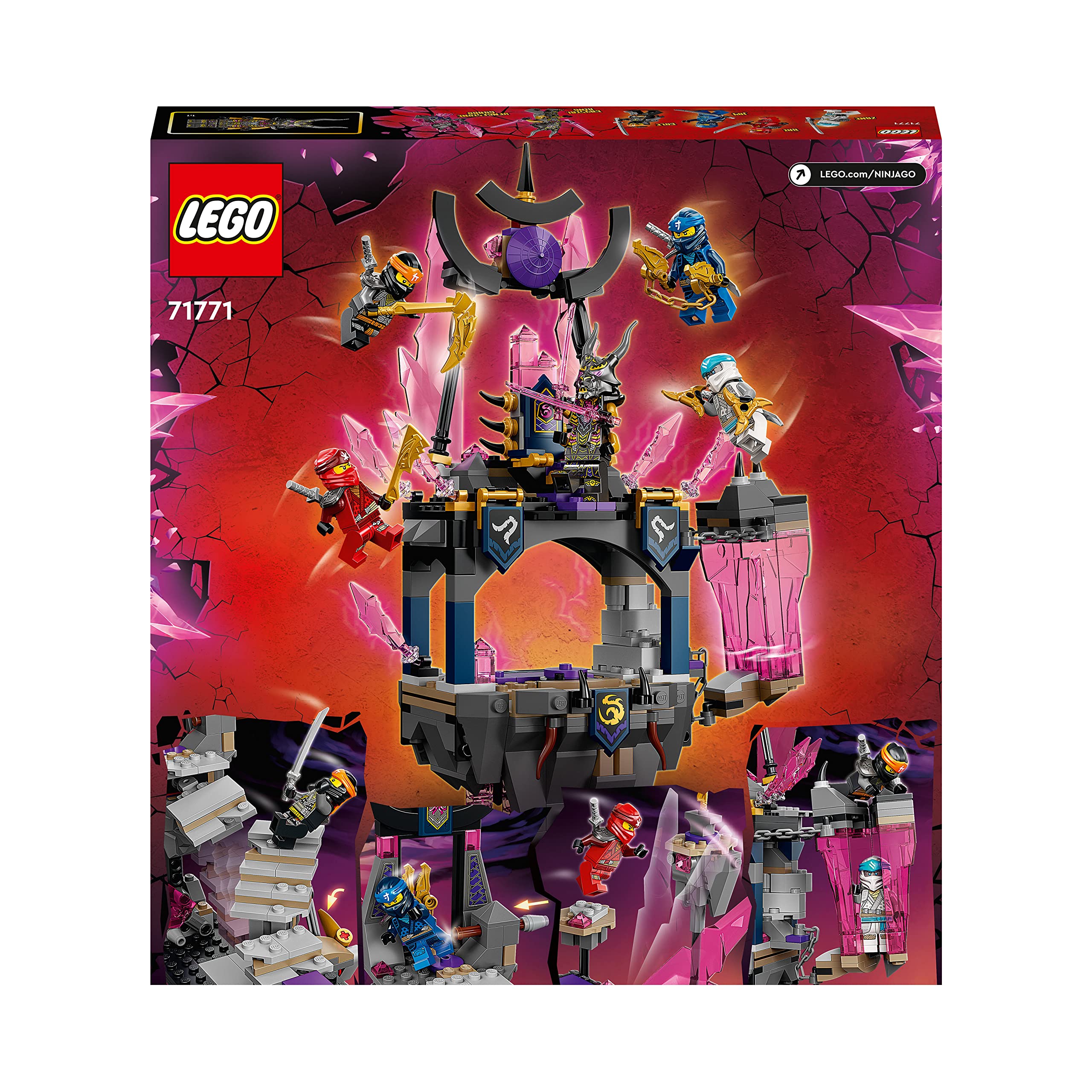 LEGO 71771 NINJAGO Der Tempel des Kristallkönigs, Ninja-Spielset aus der Serie Die Rückkehr (Crystalized) mit Minifiguren Cole, Zane, Kai und Jay, Action-Spielzeug für Kinder ab 8 Jahre