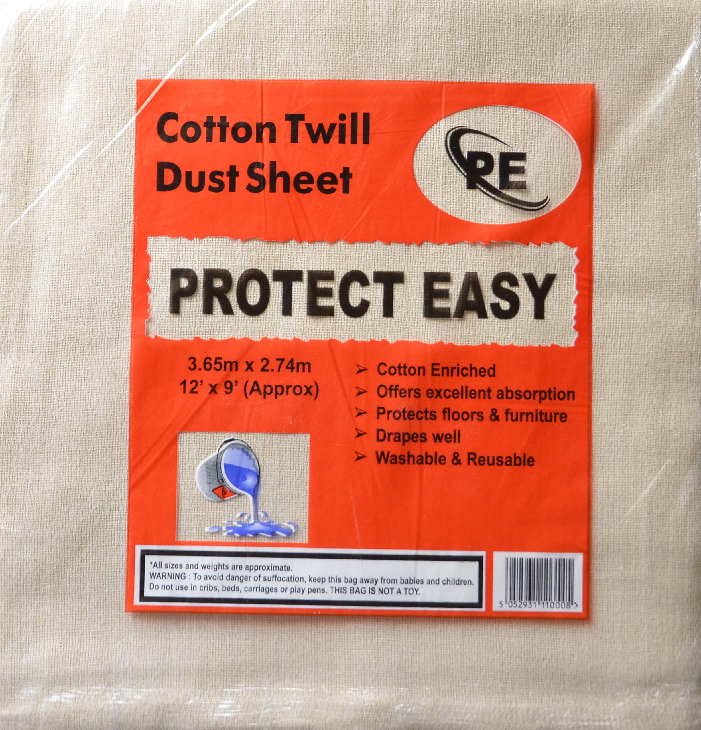 Protect Easy Cotton Twill Dust Sheet 12 x 9 (1.2Kg) (12)