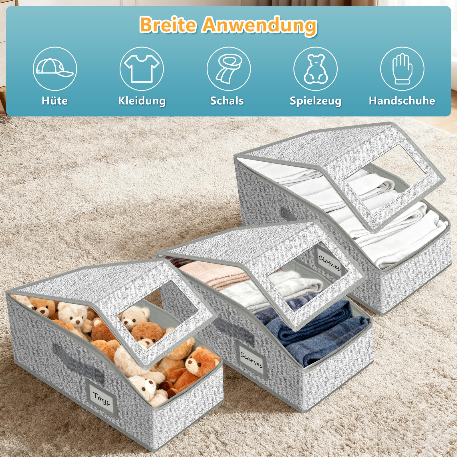 Lot de 2 Boîtes de Rangement pour Chapeaux, Organiseur de Chapeau | Empilable, avec fenêtre claire, double fermeture éclair, pour casquettes et chapeaux, armoire et étagère