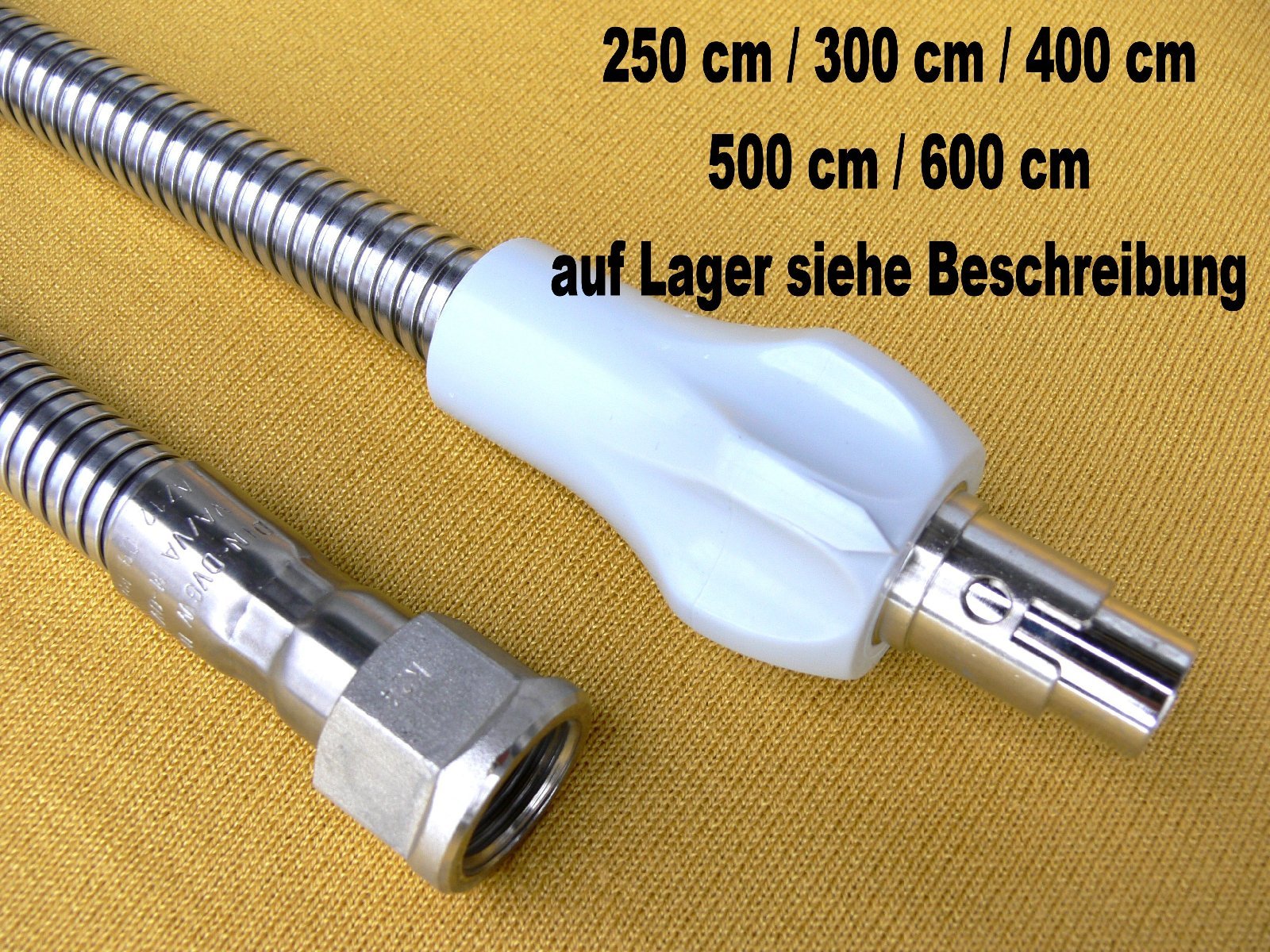 200 cm Gasschlauch Allgasschlauch 2x Edelstahl VA/VA nach DIN3383-1 und DVGW Gassicherheitsschlauch