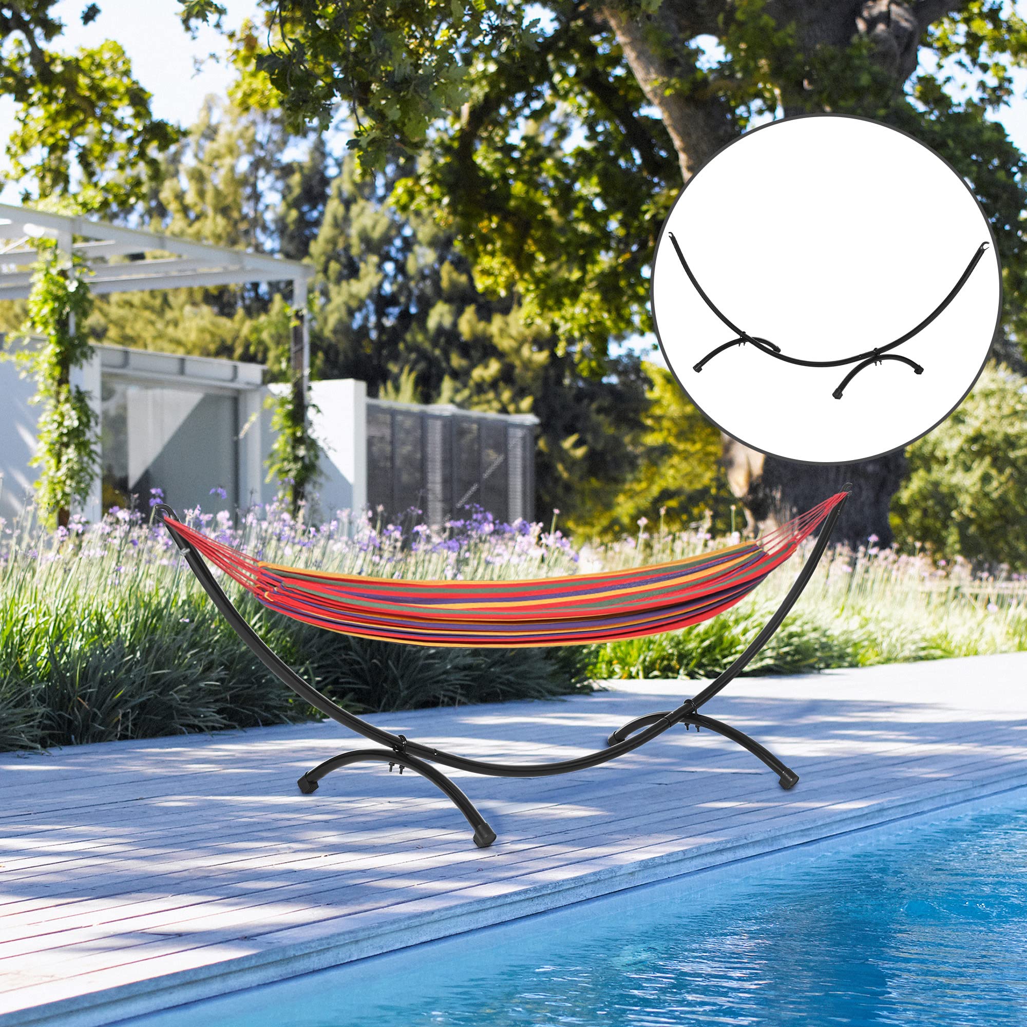 Outsunny Struttura per Amaca Universale da 3m, Supporto in Metallo da Esterno per Giardino e Terrazza, 300x90x100cm, Nero