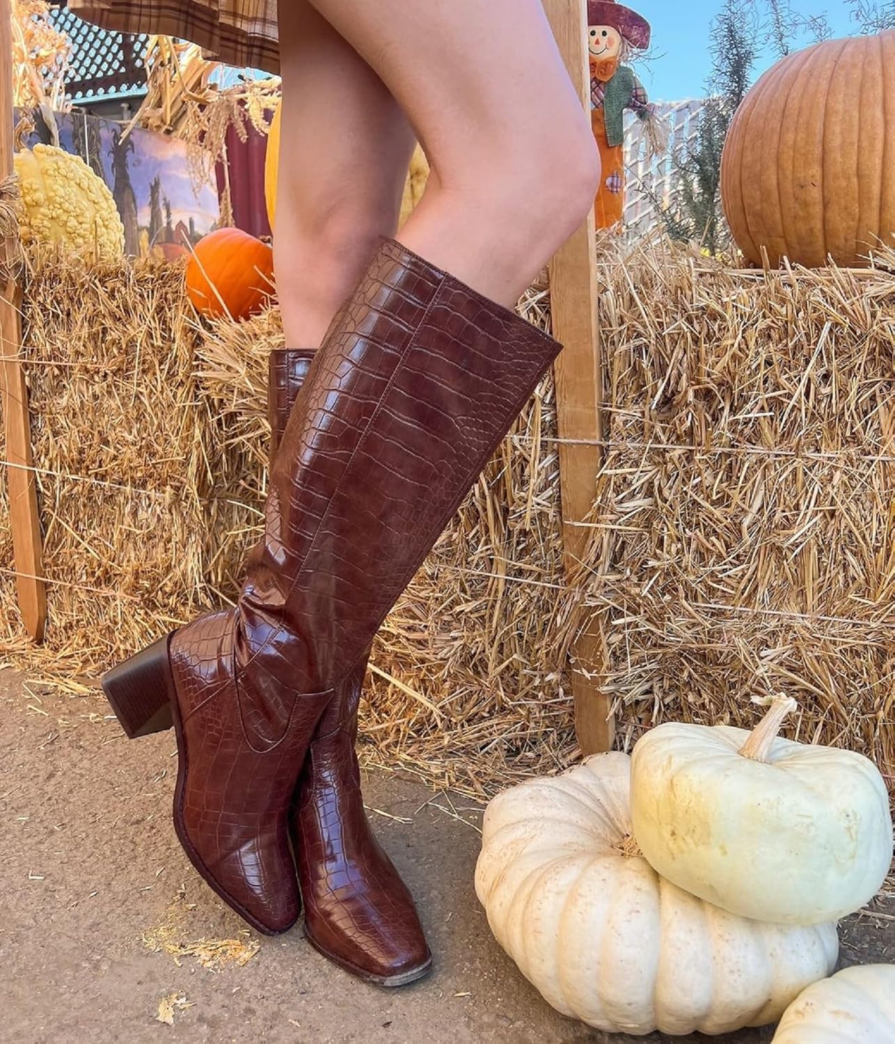 MUCCCUTE Knee High Boots for Women - Square Toe Chunky Block Heel Boots with Side Zipper Pull On Tall Boot - Image 2