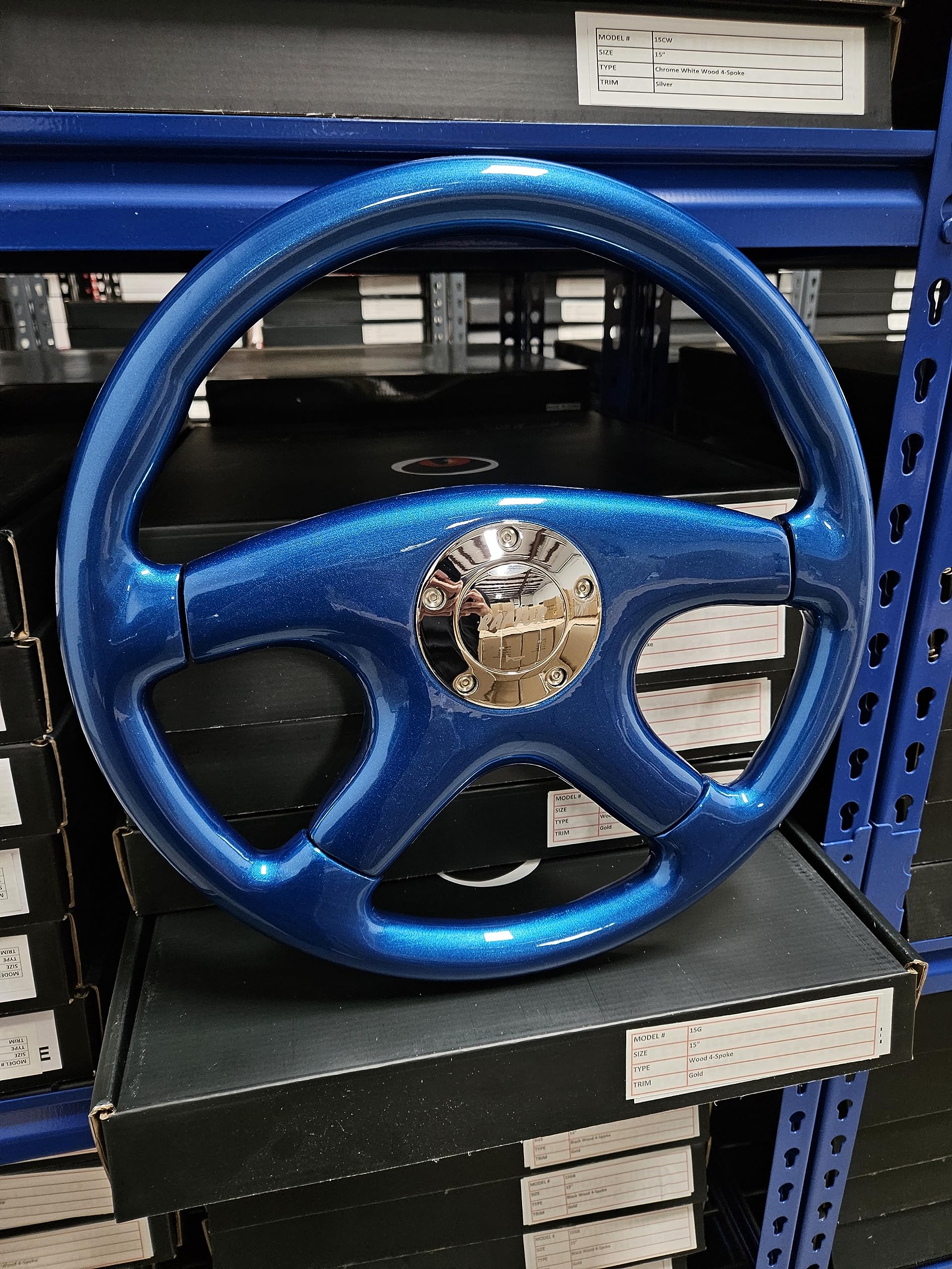 RAPTOR 15'' Blue Wood Steering Wheel