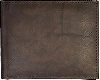 Vista 4 de Billetera de cuero para hombre con clip de dinero, plegable, compacta y plegable, Marrón