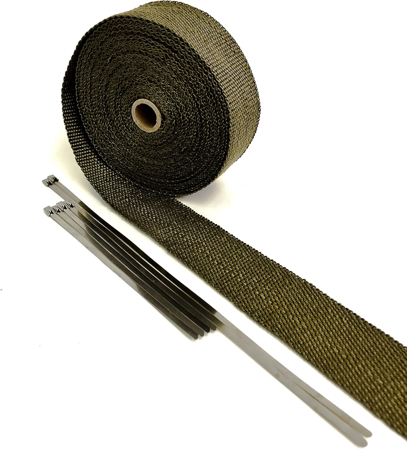 Titanium LAVA High Temperature Header Exhaust Pipe Insulation Wrap Kit: 1 Roll LAVA 2 INCH WIDE X 50 FEET LONG with Stainless Steel Zip Ties Kit - Thermal Zero - LV116250TK