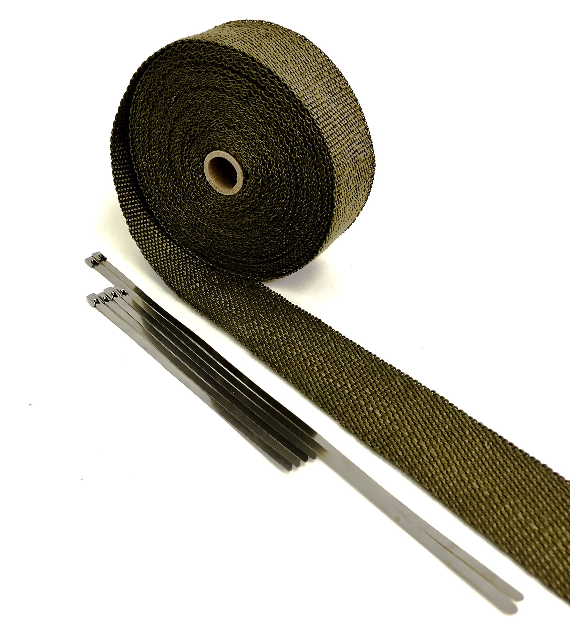 Titanium LAVA High Temperature Header Exhaust Pipe Insulation Wrap Kit: 1 Roll LAVA 2 INCH WIDE X 50 FEET LONG with Stainless Steel Zip Ties Kit - Thermal Zero - LV116250TK