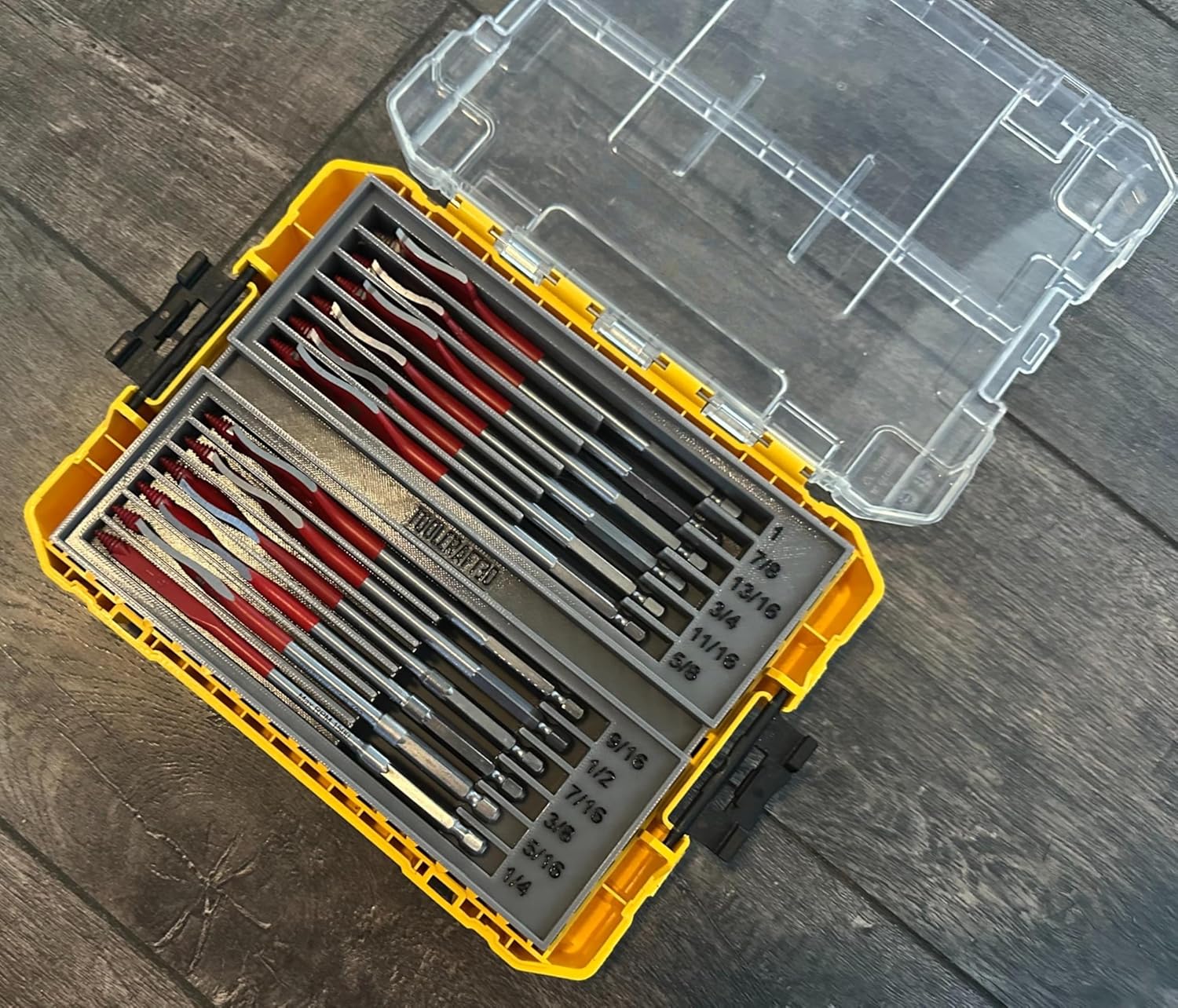 TOOLCRAFT3D Design 3d Printed Spade Bit Organizer Designed For Dewalt Medium ToughCase (Insert Only) (Black)