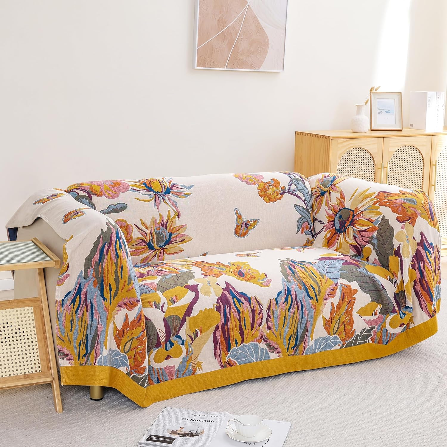 VANJOROY Doublesided Sofa Large Bed Throw Blanket, 100 Pure Cotton