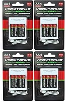 Vista 4 de VMAX AA-4CH Ni-Zn - Paquete de 4 baterías recargables AA para dispositivos de alto drenaje + cargador de 1.6 V 2500 mWh + estuche de almacenamiento