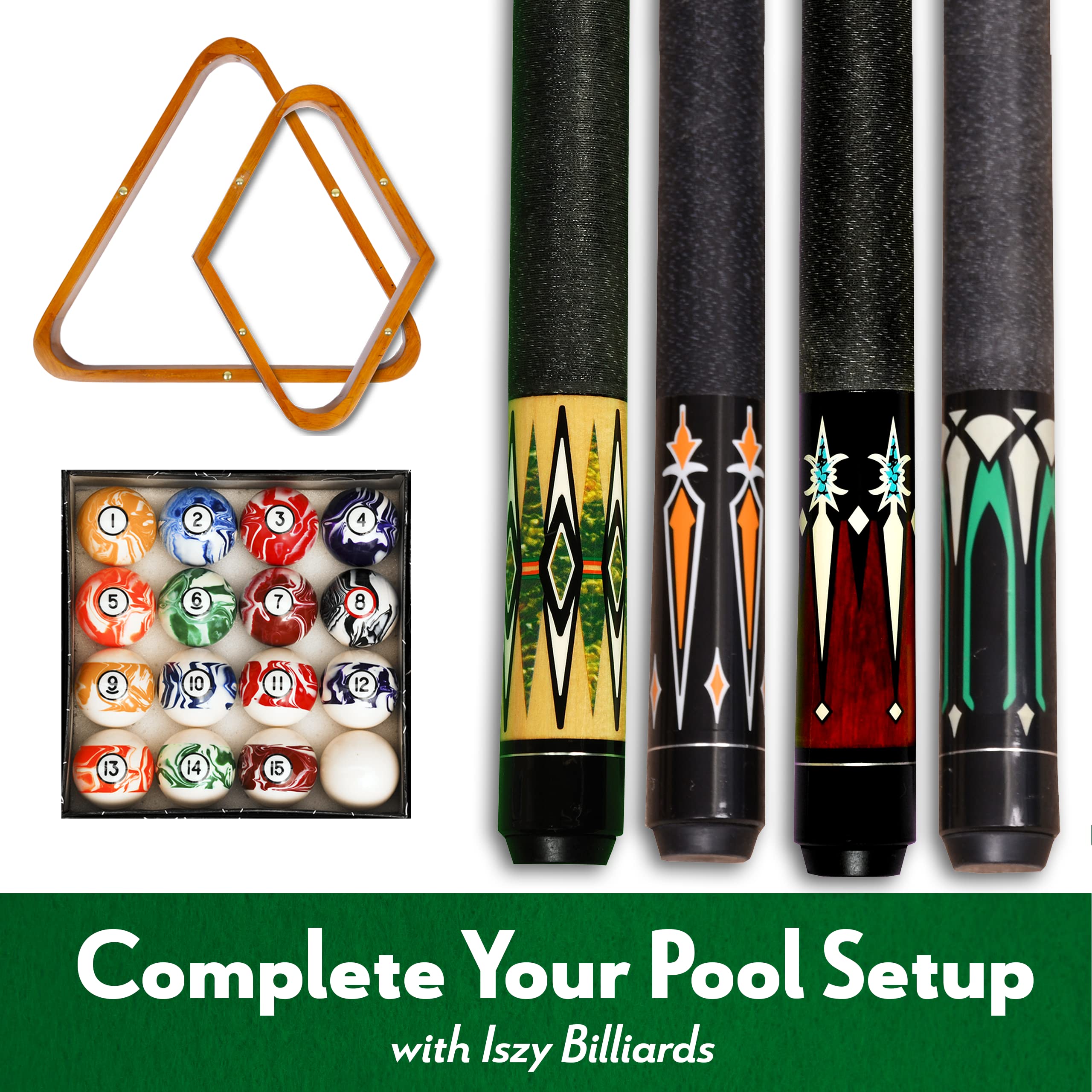 57" 2 Piece Pool Billiard Bridge Stick Cue with Regular, Spider and