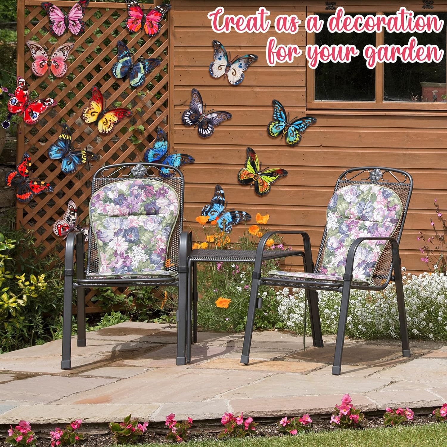 Leinuosen 15 Pcs 3D Metal Butterflies Outdoor Wall Decor 6.5'' Metal Colorful Hanging Double Wings Butterfly Nice Gift for Mom Dad Friend Outdoor and Indoor, Balcony Yard Patio Fence Garden Decoration