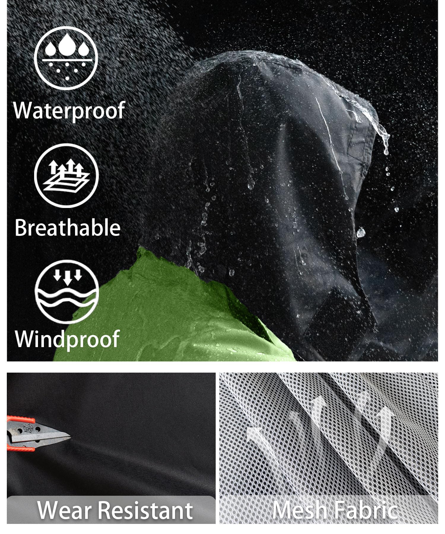 Traje de Lluvia Impermeable Hombre Chaqueta y Pantalones de Lluvia Impermeable Reflectante Ropa para La Lluvia con Capucha