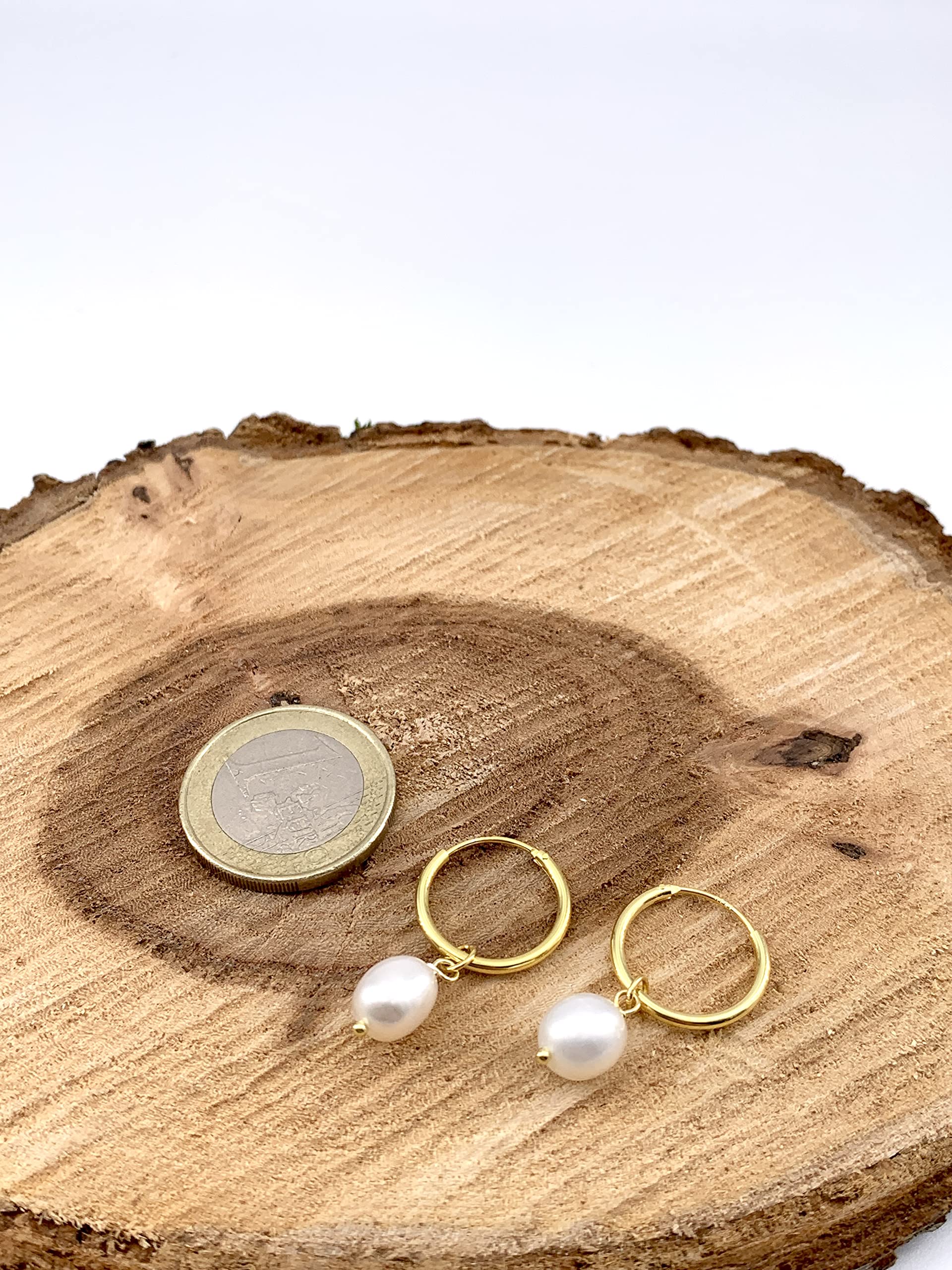 18K Gold Süßwasserperle Ohrringe Perle Perlenohrringe Ohrstecker Brautschmuck Huggie Creolen
